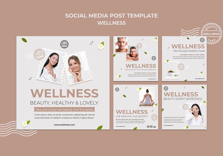 PSD gratuito plantilla de publicaciones de instagram de bienestar con foto