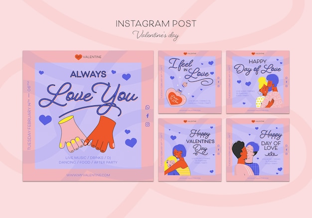 Plantilla de publicaciones de instagram de celebración del día de san valentín