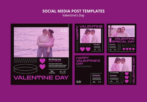 PSD gratuito plantilla de publicaciones de instagram de celebración del día de san valentín