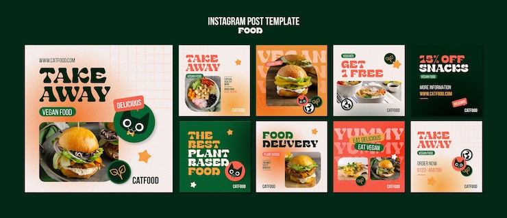 PSD gratuito plantilla de publicaciones de instagram de comida deliciosa
