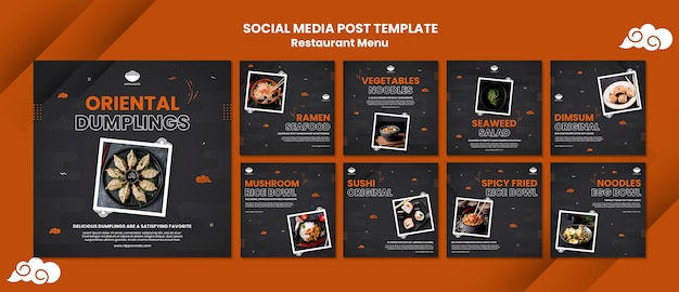 PSD gratuito plantilla de publicaciones de instagram de comida japonesa