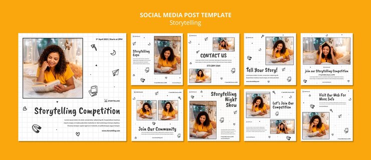 PSD gratuito plantilla de publicaciones de instagram de la comunidad de storytelling