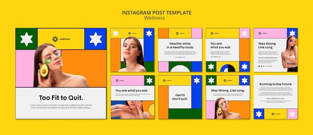 Plantilla de publicaciones de instagram de concepto de bienestar