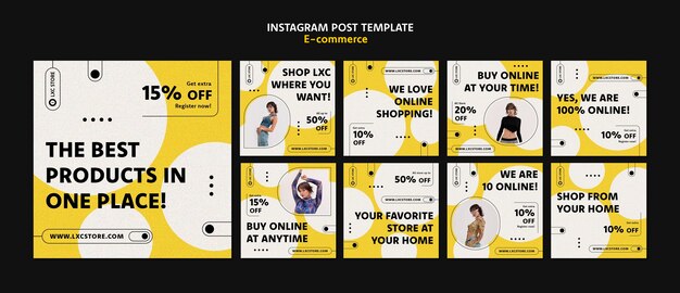 Plantilla de publicaciones de instagram de concepto de comercio electrónico