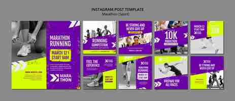 PSD gratuito plantilla de publicaciones de instagram de concepto de deporte