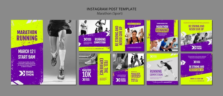 PSD gratuito plantilla de publicaciones de instagram de concepto de deporte