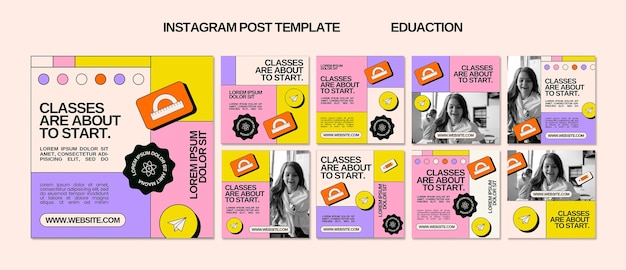 PSD gratuito plantilla de publicaciones de instagram de concepto de educación