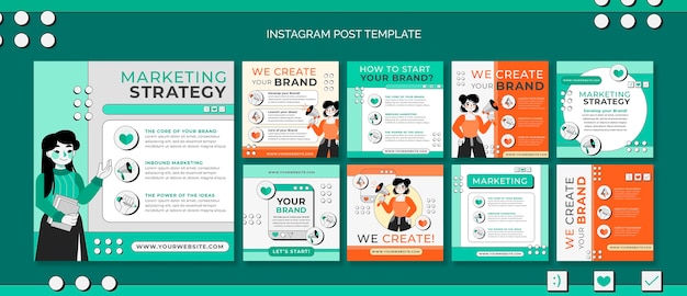 PSD gratuito plantilla de publicaciones de instagram de concepto de marketing