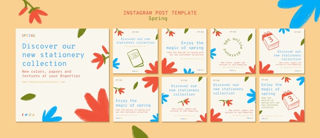 PSD gratuito plantilla de publicaciones de instagram de concepto de primavera