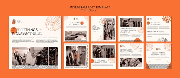 PSD gratuito plantilla de publicaciones de instagram de concepto de tienda de segunda mano