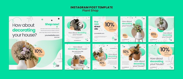 PSD gratuito plantilla de publicaciones de instagram de cuidado de plantas