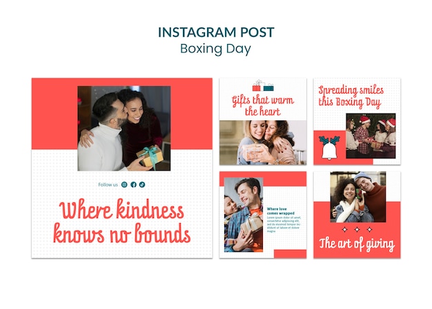 PSD gratuito plantilla de publicaciones de instagram del día del boxeo