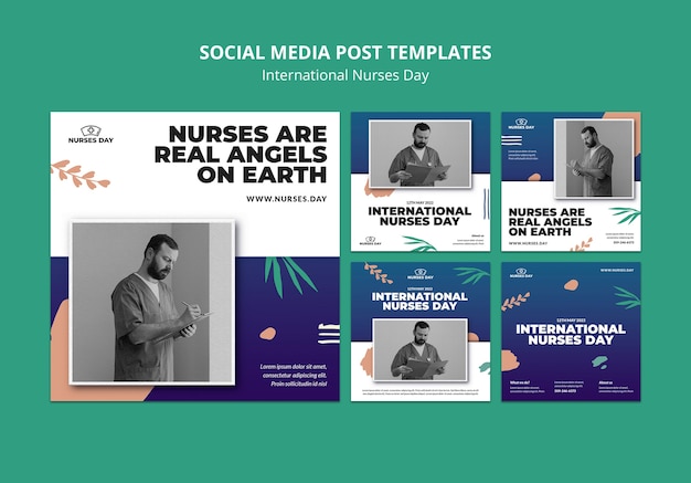 Plantilla de publicaciones de instagram del día internacional de las enfermeras con degradado