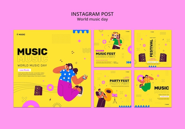 Plantilla de publicaciones de instagram del día mundial de la música