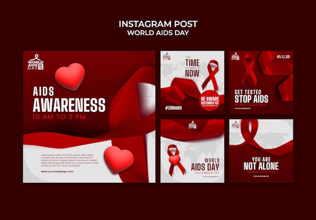 PSD gratuito plantilla de publicaciones de instagram del día mundial del sida