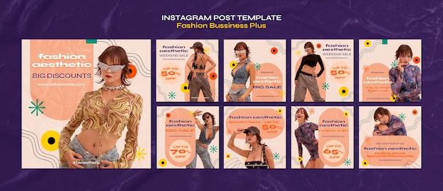 PSD gratuito plantilla de publicaciones de instagram estéticas de moda