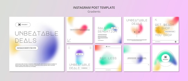 PSD gratuito plantilla de publicaciones de instagram de estilo degradado