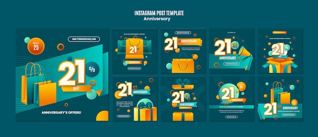 Plantilla de publicaciones de instagram de feliz aniversario