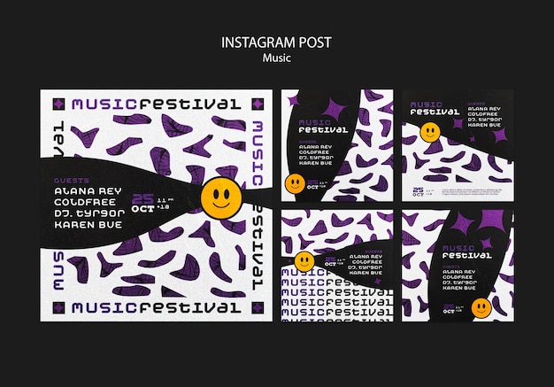 PSD gratuito plantilla de publicaciones de instagram de festival de música