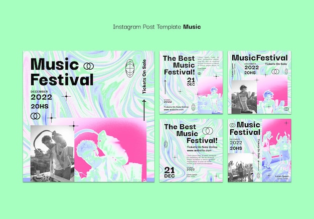 PSD gratuito plantilla de publicaciones de instagram de festival de música