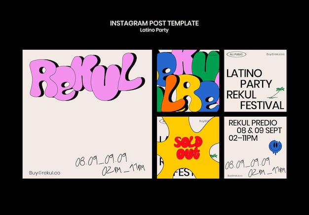 PSD gratuito plantilla de publicaciones de instagram de fiesta latina