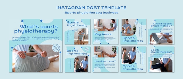 PSD gratuito plantilla de publicaciones de instagram de fisioterapia deportiva
