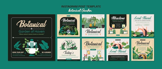 PSD gratuito plantilla de publicaciones de instagram de jardín botánico