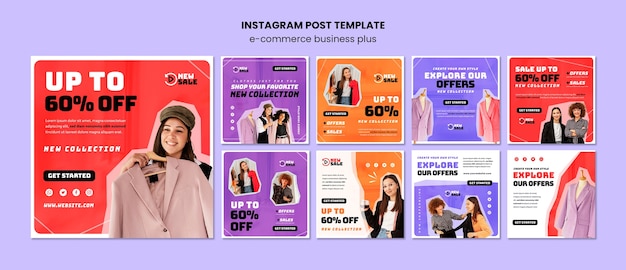 PSD gratuito plantilla de publicaciones de instagram de negocios de comercio electrónico