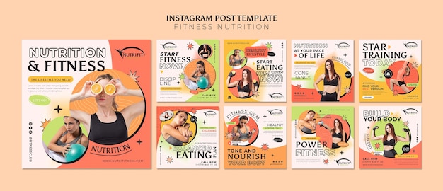 PSD gratuito plantilla de publicaciones de instagram de nutrición fitness