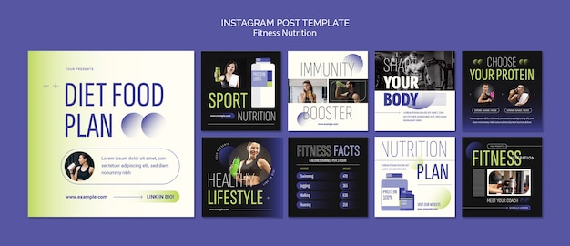 PSD gratuito plantilla de publicaciones de instagram de nutrición fitness
