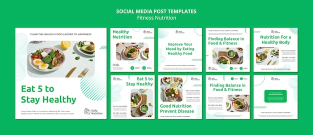 PSD gratuito plantilla de publicaciones de instagram de nutrición fitness