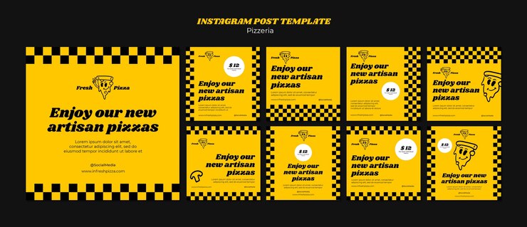 PSD gratuito plantilla de publicaciones de instagram de pizzería de comida deliciosa