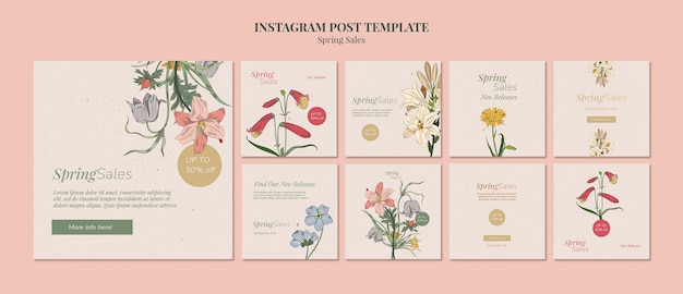 Plantilla de publicaciones de instagram de rebajas de primavera
