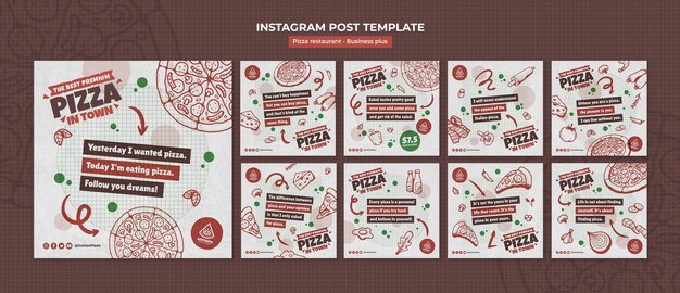 Plantilla de publicaciones de instagram de restaurante de pizza