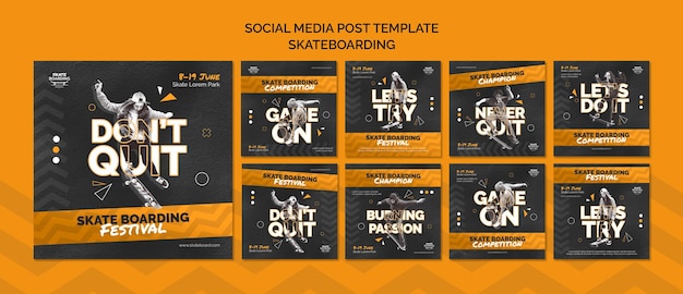 PSD gratuito plantilla de publicaciones de instagram de skate con foto
