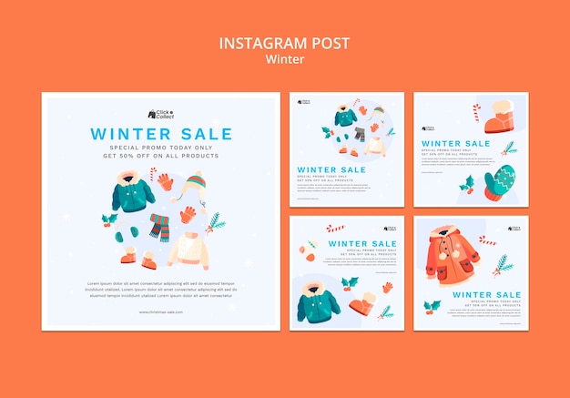 PSD gratuito plantilla de publicaciones de instagram de la temporada de invierno