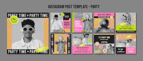 PSD gratuito plantilla de publicaciones de instagram de tiempo de fiesta