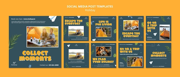 PSD gratuito plantilla de publicaciones de instagram de vacaciones divertidas