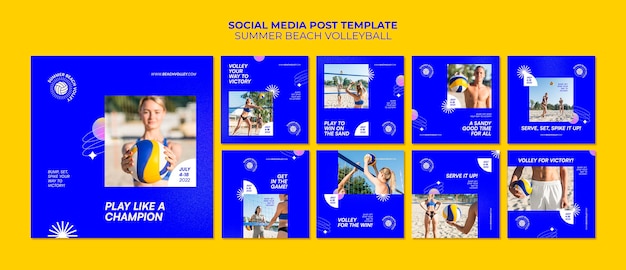 PSD gratuito plantilla de publicaciones de instagram de verano de diseño plano