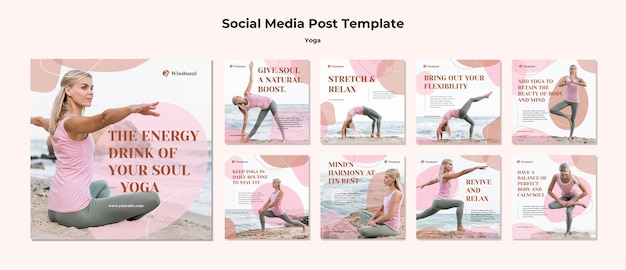 PSD gratuito plantilla de publicaciones de instagram de yoga y meditación