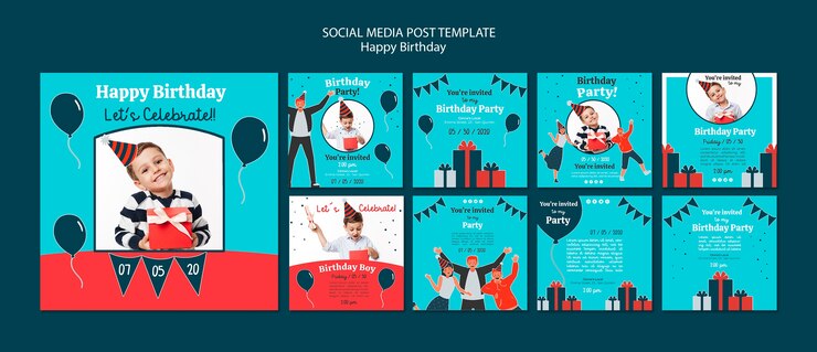 PSD gratuito plantilla de publicaciones de redes sociales de celebración de cumpleaños