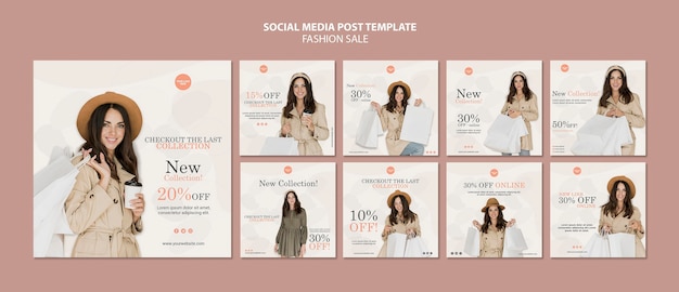 PSD gratuito plantilla de publicaciones de redes sociales de venta de moda