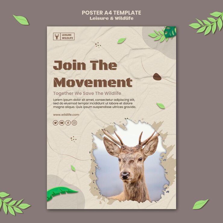 PSD gratuito plantilla realista de ocio y vida salvaje.