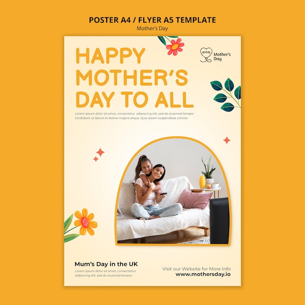 PSD gratuito plantilla realista de póster del día de la madre