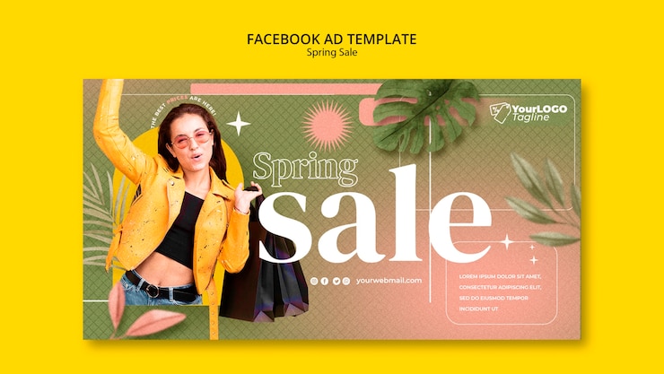PSD gratuito plantilla de rebajas de primavera de diseño plano