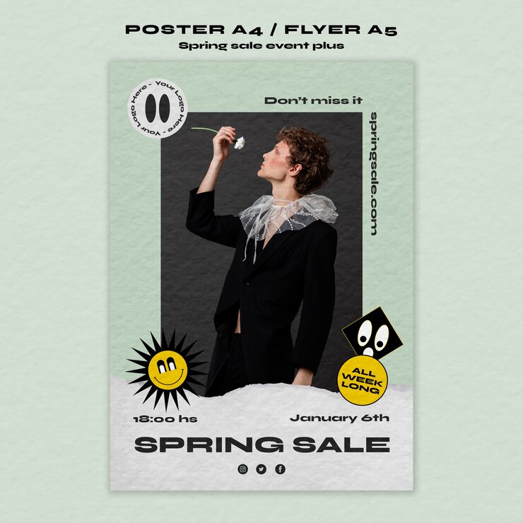 PSD gratuito plantilla de rebajas de primavera de diseño plano