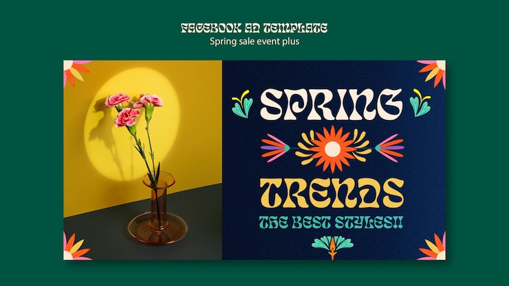 PSD gratuito plantilla de rebajas de primavera de diseño plano