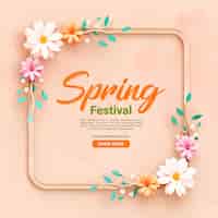 PSD gratuito plantilla de redes sociales 3d de marco floral de festival de primavera