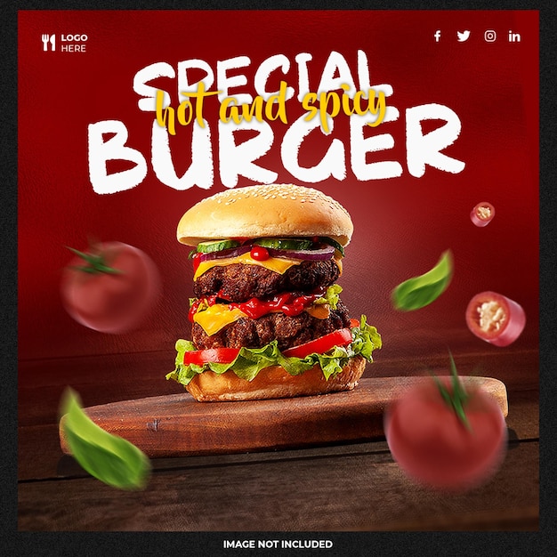 Plantilla de redes sociales de hamburguesas