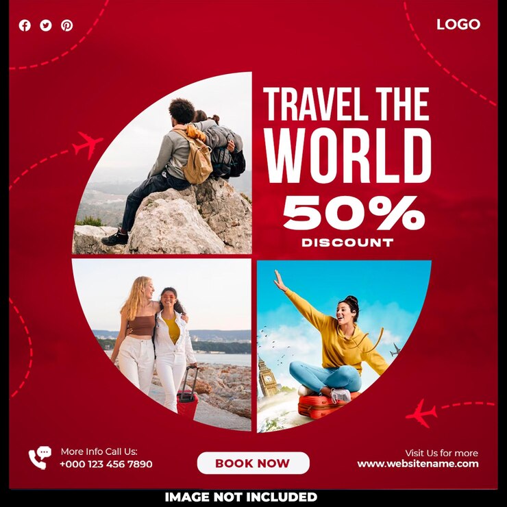 PSD gratuito plantilla de redes sociales de viaje por el mundo